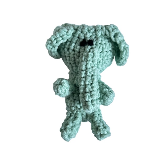 Hand Crafted Sage Green Elephant Stuffed Animal Soft Children’s Amigurumi Toy - Picture 6 of 7